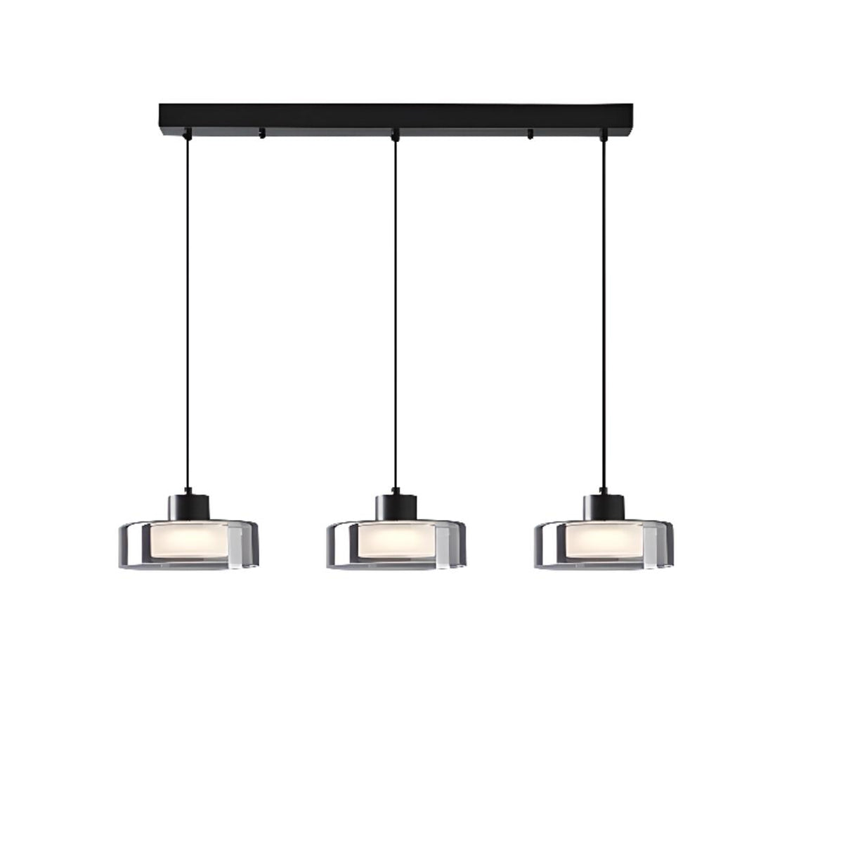 Minimalist Cylinder Glass 3-Light Island Pendant Light Image - 6