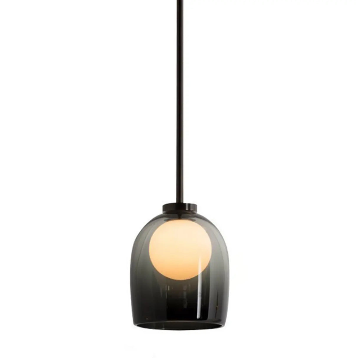 Minimalist Dining Room Clear Glass Bell Pendant Light Image - 4