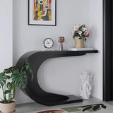 Minimalist Display Entryway C-Shaped Wood Modern Console Table Image - 1