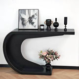 Minimalist Display Entryway C-Shaped Wood Modern Console Table Image - 3
