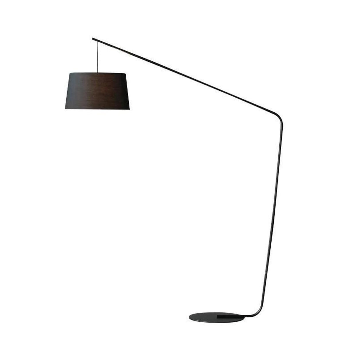Minimalist Drum Shade and Black Arc Metal Floor Lamp Image - 12