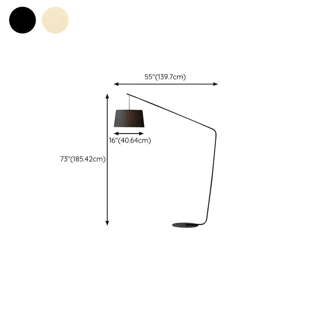 Minimalist Drum Shade and Black Arc Metal Floor Lamp 