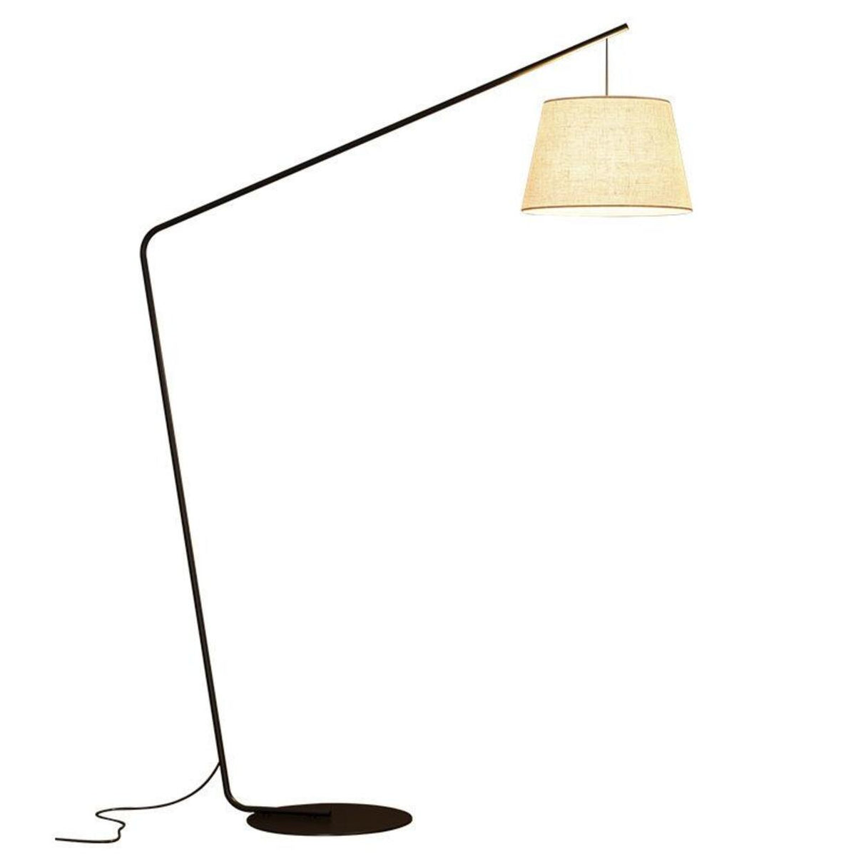 Minimalist Drum Shade and Black Arc Metal Floor Lamp Image - 5