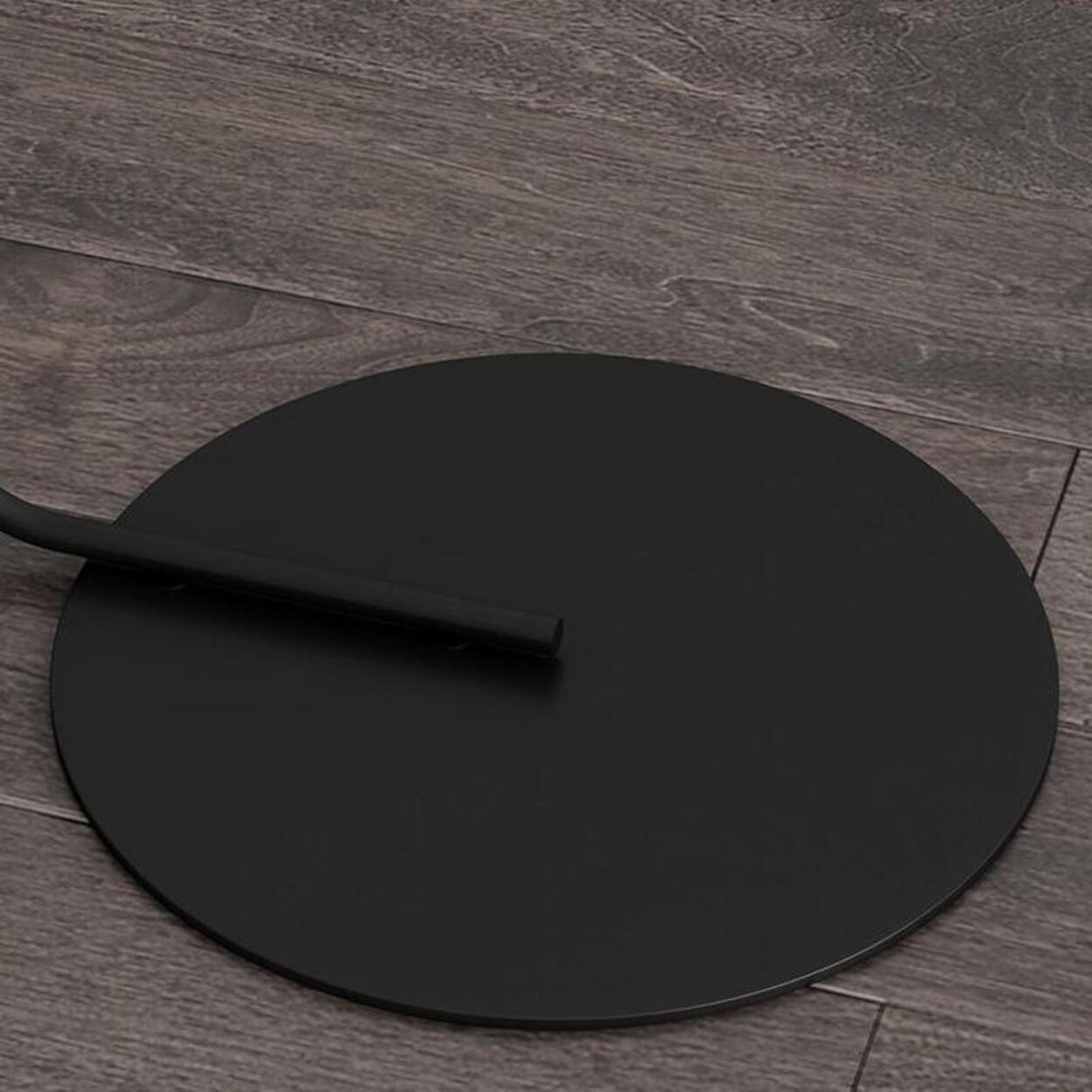 Minimalist Drum Shade and Black Arc Metal Floor Lamp Image - 6