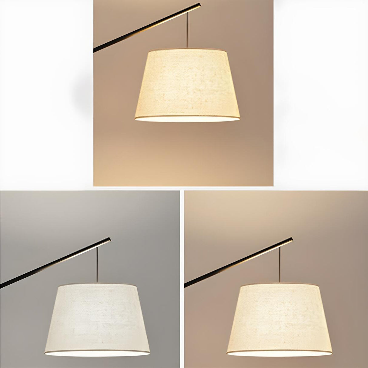 Minimalist Drum Shade and Black Arc Metal Floor Lamp Image - 7
