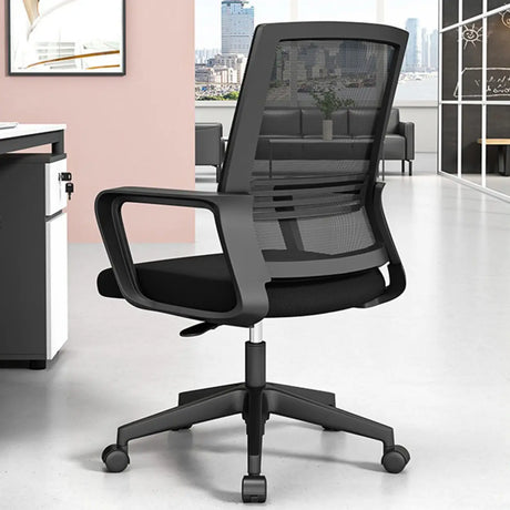 Minimalist Ergonomic Black Adjustable Mesh Office Chair Image - 1