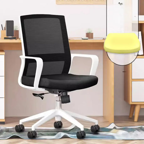 Minimalist Ergonomic Black Adjustable Mesh Office Chair Image - 2