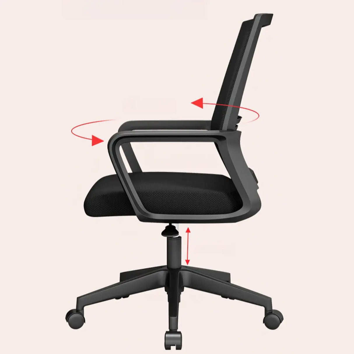 Minimalist Ergonomic Black Adjustable Mesh Office Chair Image - 6