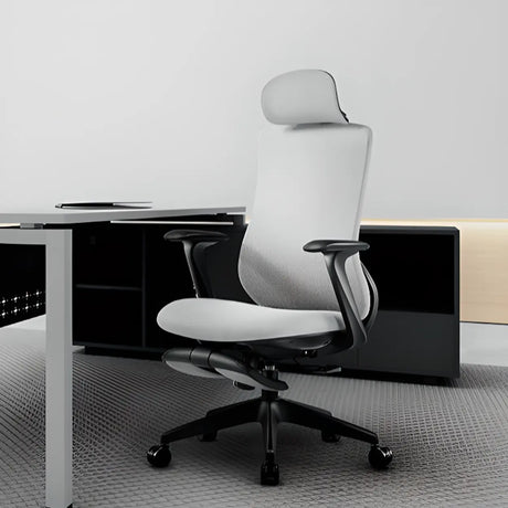 Minimalist Ergonomic Mesh Upholstered Swivel Office Chair Image - 1