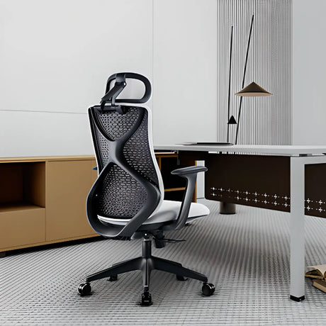 Minimalist Ergonomic Mesh Upholstered Swivel Office Chair Image - 2