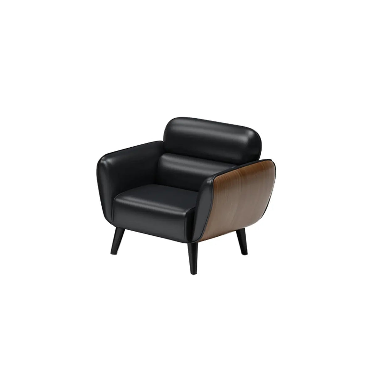 Minimalist Faux Leather Square Arm Cushion Back Sofa Image - 12