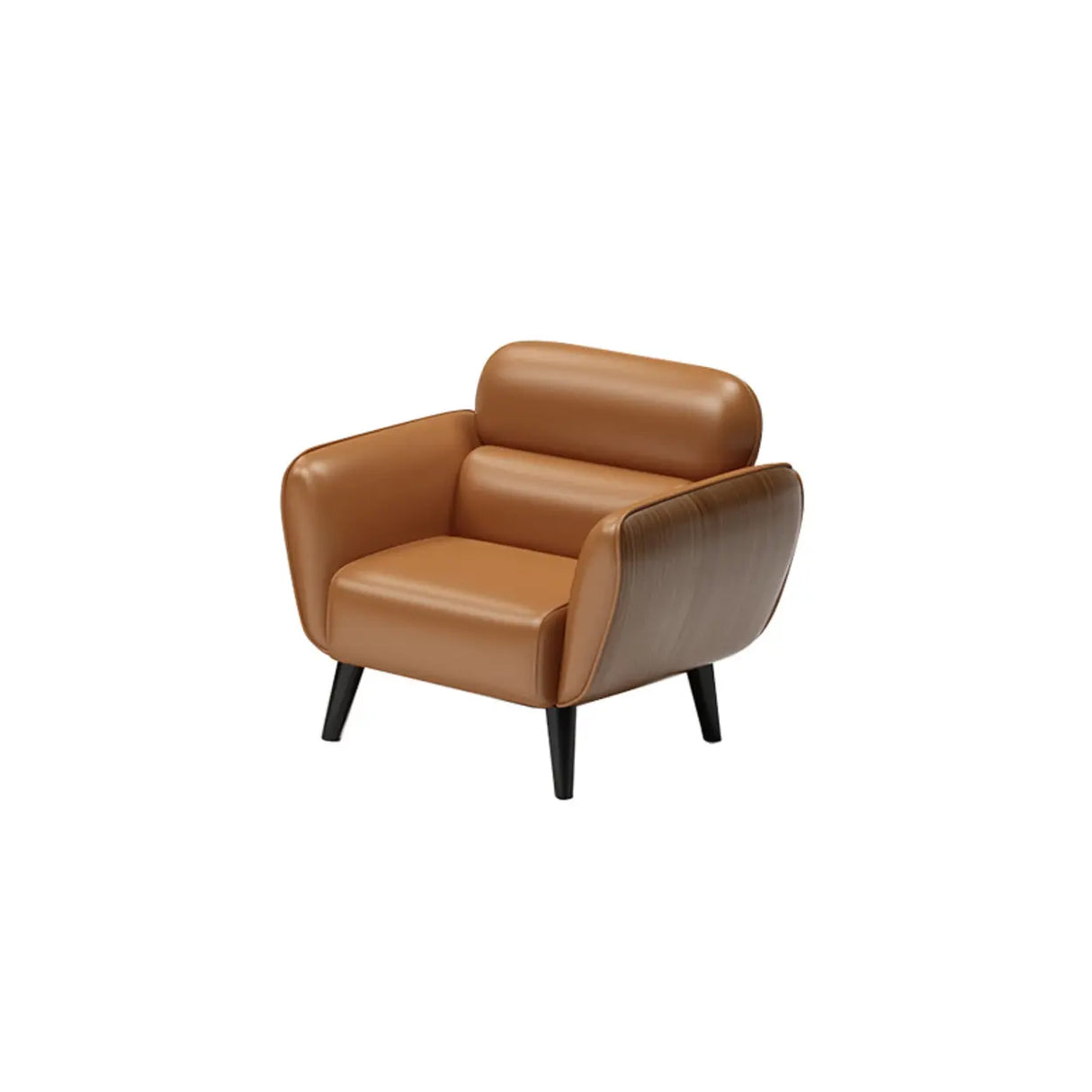 Minimalist Faux Leather Square Arm Cushion Back Sofa Image - 7