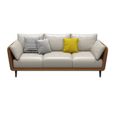 Minimalist Faux Leather Square Arm Pillow Back Sofa Image - 10