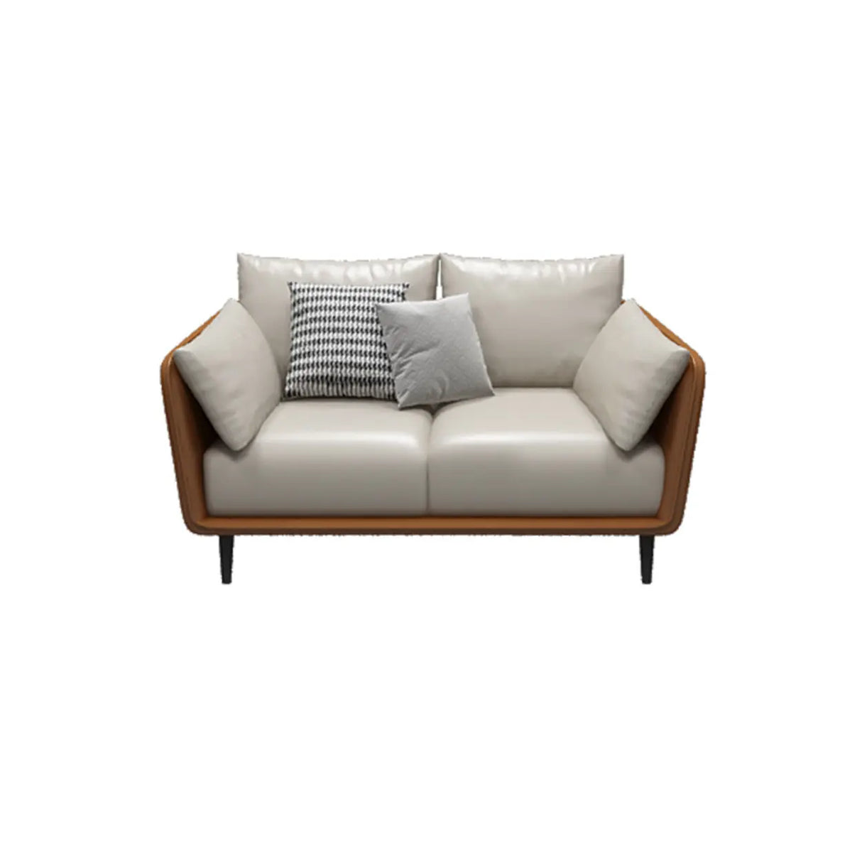 Minimalist Faux Leather Square Arm Pillow Back Sofa Image - 11