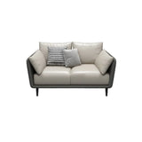 Minimalist Faux Leather Square Arm Pillow Back Sofa Image - 12
