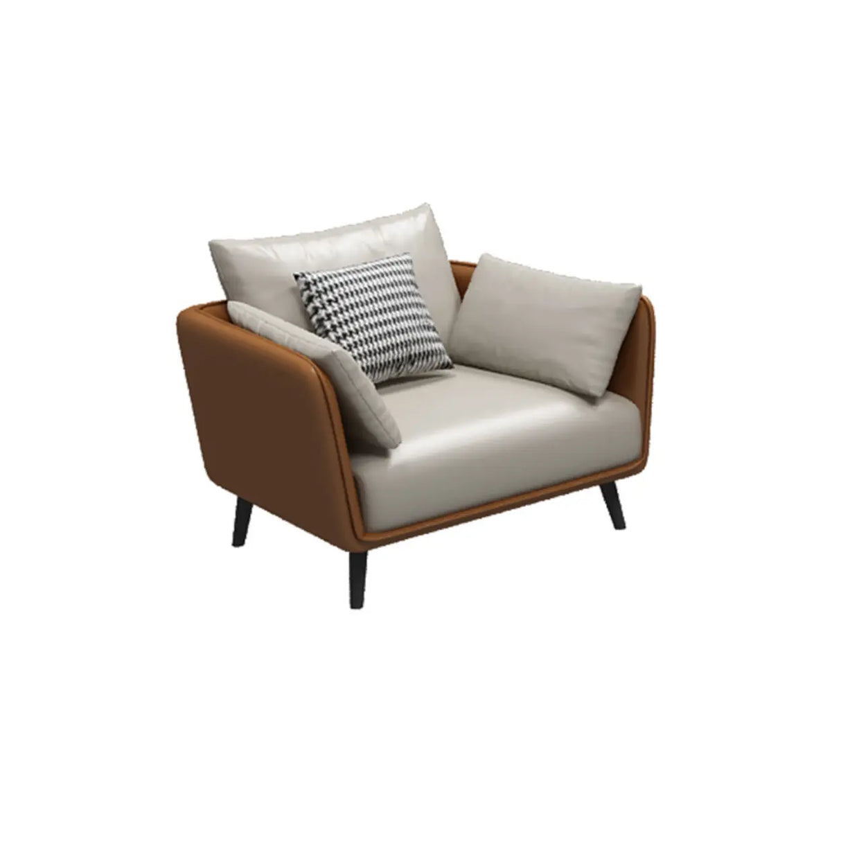 Minimalist Faux Leather Square Arm Pillow Back Sofa Image - 15