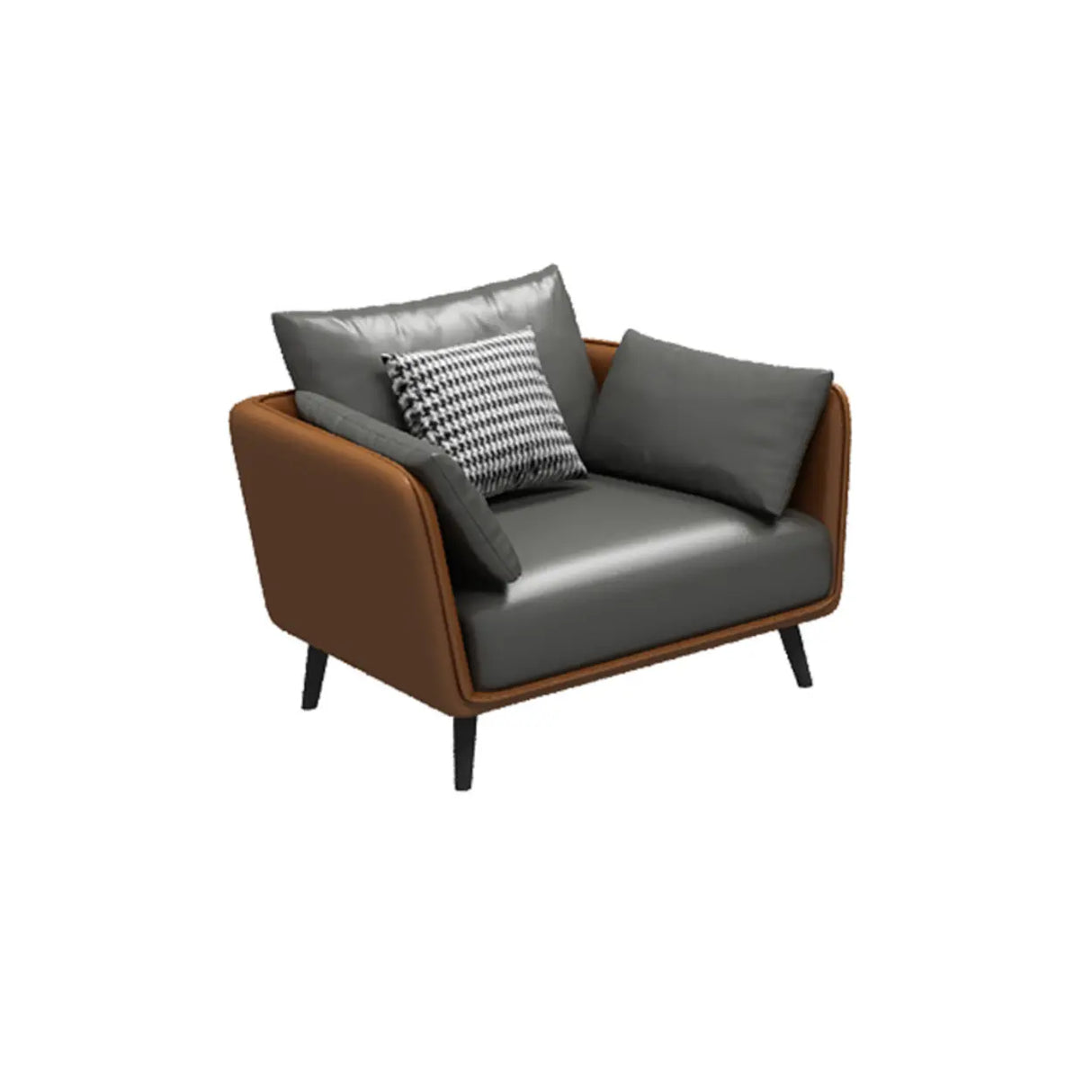 Minimalist Faux Leather Square Arm Pillow Back Sofa Image - 16