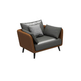 Minimalist Faux Leather Square Arm Pillow Back Sofa Image - 16