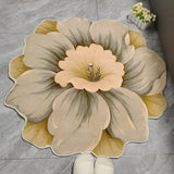 Minimalist Floral Shape Soft Yellow Anti-Slip Area Rug Image - 7