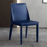 Minimalist Four Metal Legs Leather Dining Side Chair Image - 22