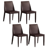 Minimalist Four Metal Legs Leather Dining Side Chair Image - 32