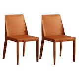 Minimalist Four Metal Legs Leather Dining Side Chair Image - 35