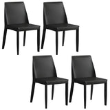 Minimalist Four Metal Legs Leather Dining Side Chair Image - 4