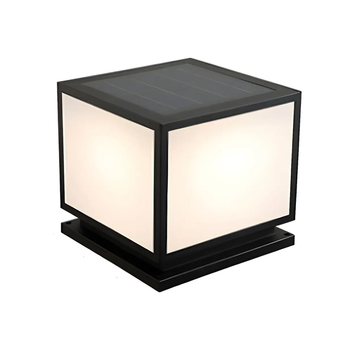 Minimalist Geometric Cube Garden Outdoor Post Lamp Image - 3