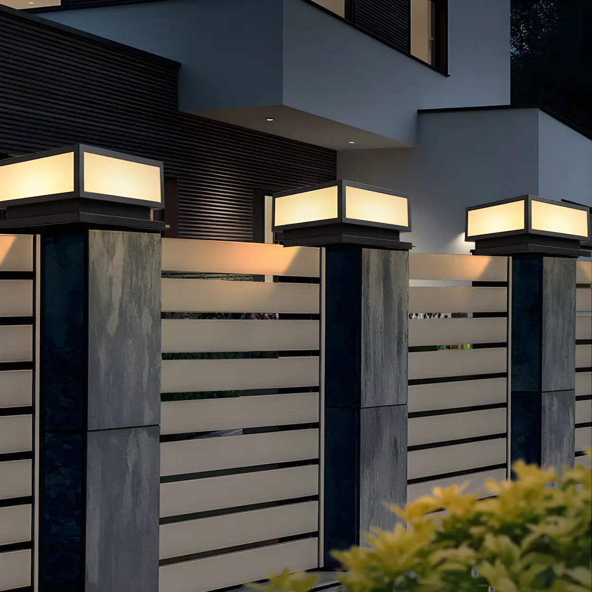 Minimalist Geometric Cube Garden Outdoor Post Lamp Image - 4