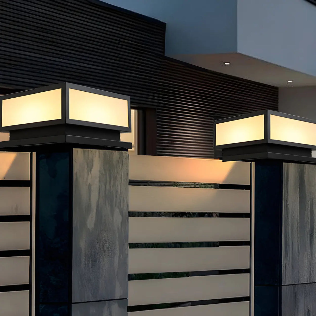 Minimalist Geometric Cube Garden Outdoor Post Lamp Image - 6
