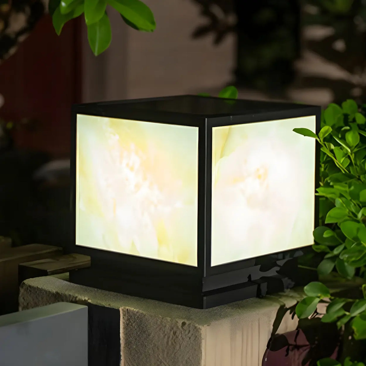 Minimalist Geometric Cube Garden Outdoor Post Lamp Image - 7