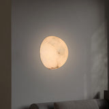 Minimalist Geometric White Alabaster Wall Sconce Image - 1