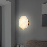 Minimalist Geometric White Alabaster Wall Sconce Image - 2