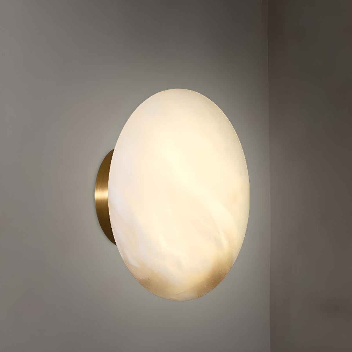 Minimalist Geometric White Alabaster Wall Sconce Image - 3