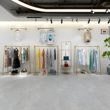Minimalist Gold Metal A-Shaped Freestanding Coat Rack Image - 8