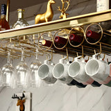 Minimalist Gold Oval Metal Hanging Bar Stackable Wine Rack Image - 12