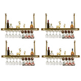 Minimalist Gold Oval Metal Hanging Bar Stackable Wine Rack Image - 18