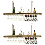 Minimalist Gold Oval Metal Hanging Bar Stackable Wine Rack Image - 21
