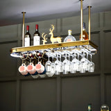Minimalist Gold Oval Metal Hanging Bar Stackable Wine Rack Image - 27