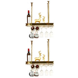 Minimalist Gold Oval Metal Hanging Bar Stackable Wine Rack Image - 28