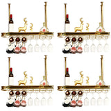 Minimalist Gold Oval Metal Hanging Bar Stackable Wine Rack Image - 32