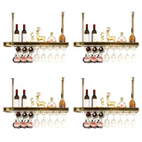 Minimalist Gold Oval Metal Hanging Bar Stackable Wine Rack Image - 35