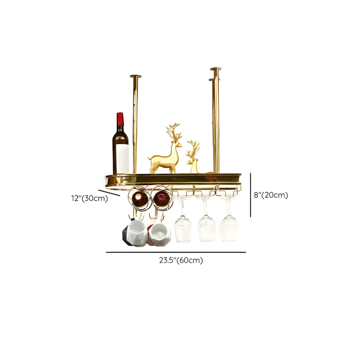 Minimalist Gold Oval Metal Hanging Bar Stackable Wine Rack 