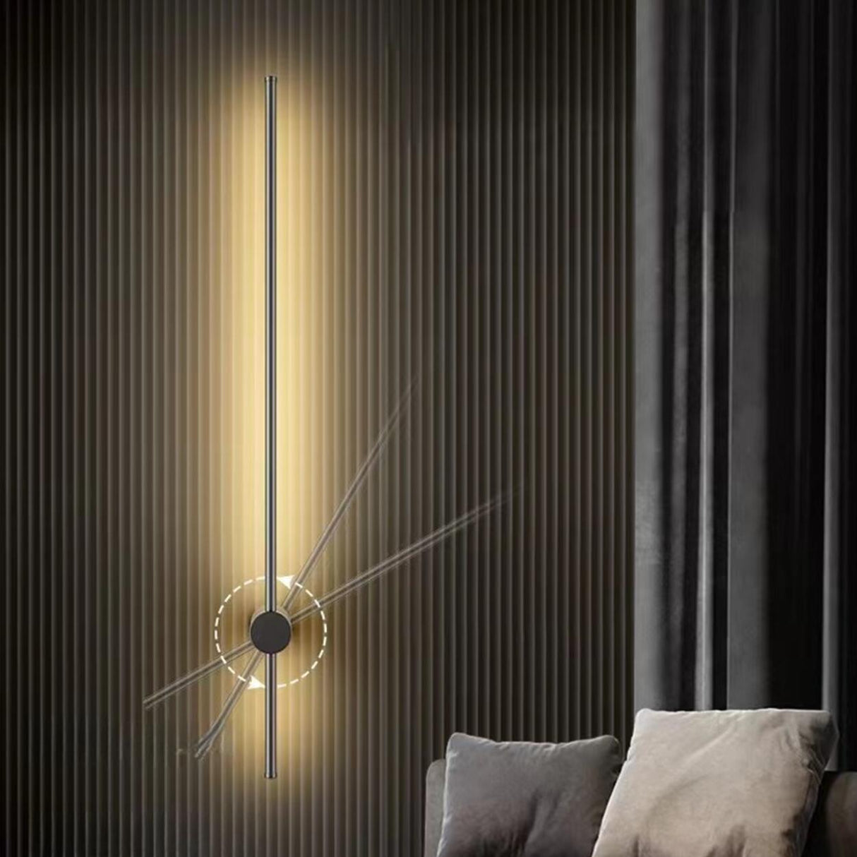Minimalist Gold Vertical Bedroom LED Wall Sconce Image - 22