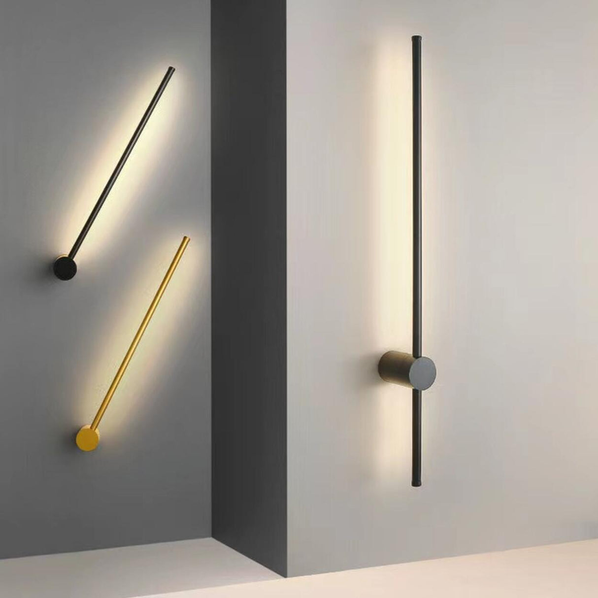 Minimalist Gold Vertical Bedroom LED Wall Sconce Image - 3