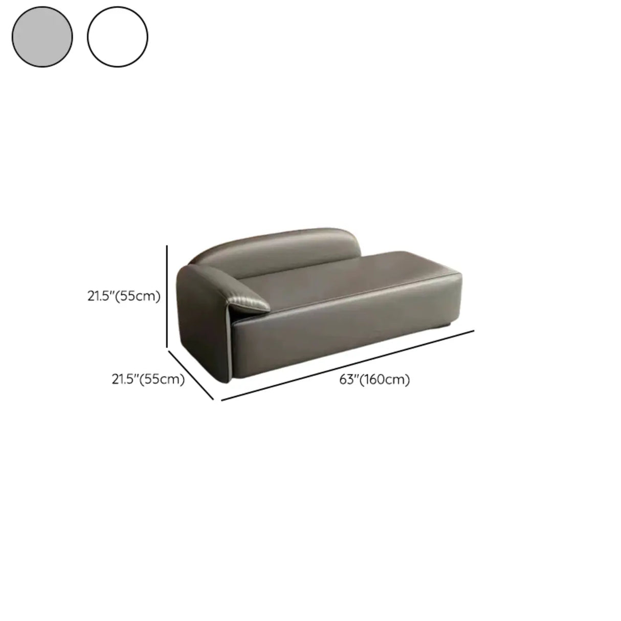 Minimalist Gray Leather Standard Right-Arm Chaise Image - 11
