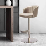 Minimalist Gray Rotatable Backrest Barrel Seat Bar Stool Image - 6