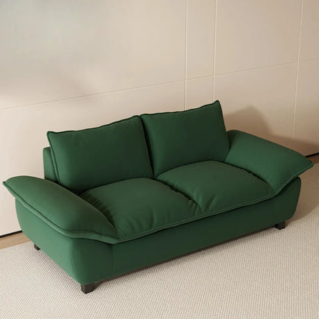 Minimalist Green Flannel Two Seats Foam Fill Sofa Image - 1
