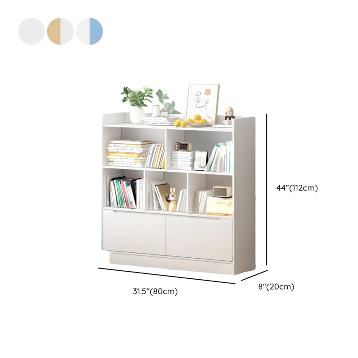 Minimalist Horizontal Closed Back Wood Bookcase White 