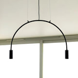 Minimalist Large Black Arched Metal LED Pendant Light Image - 1